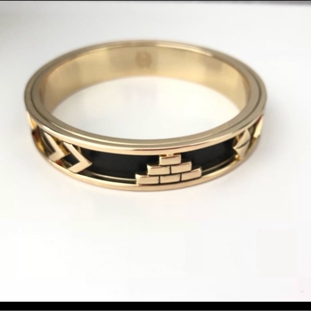 House Of Harlow 1960 Aztec Black leather inlay Bangle
